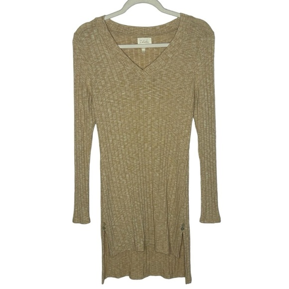 Anthropologie Deletta Ribbed V-Neck High Low Knit Tunic - Picture 3 of 15